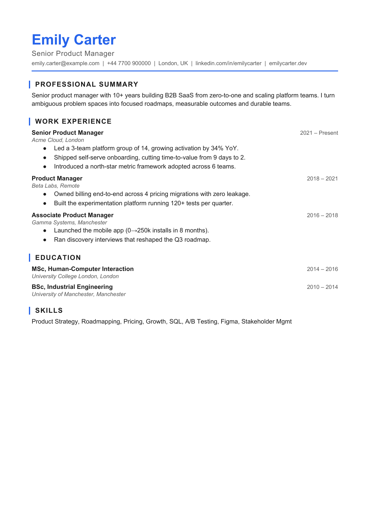 Modern resume template