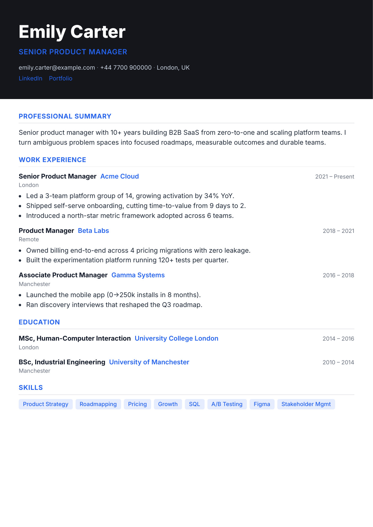 Banded resume template