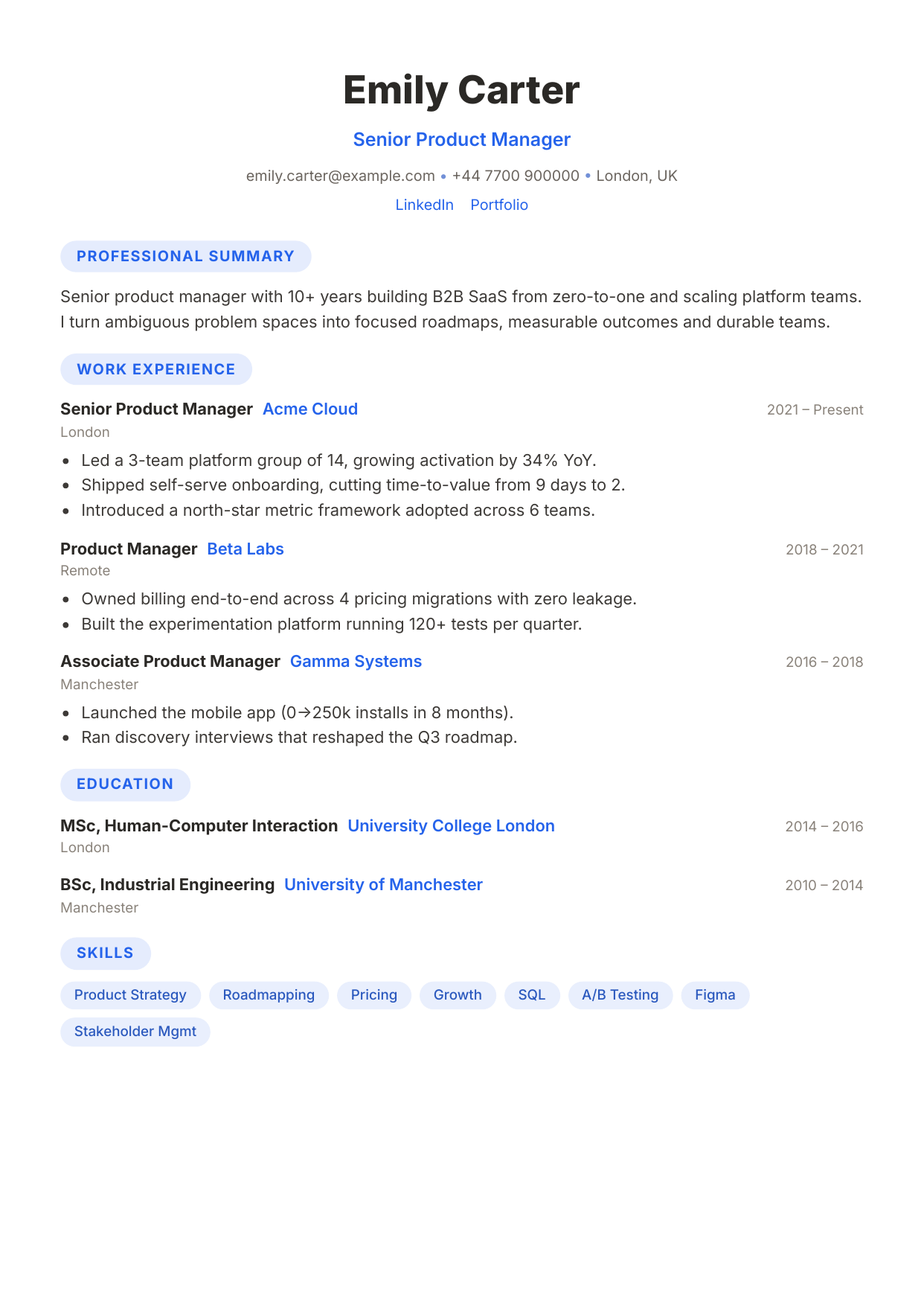 Warm resume template