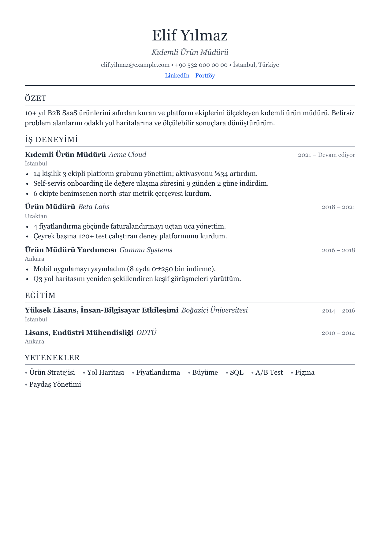 A resume rendered by CleanCV